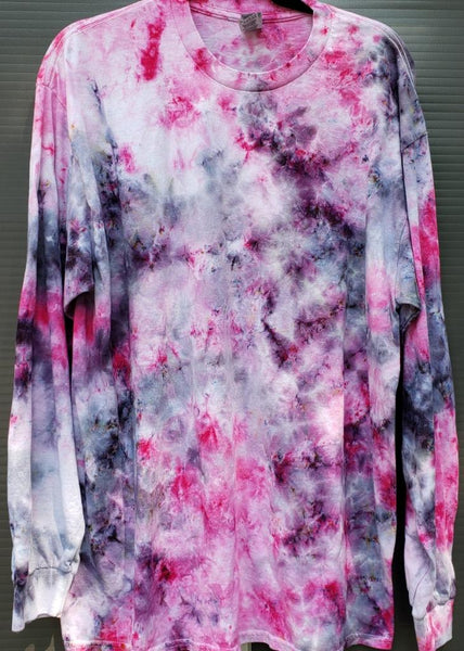 "Black & Pink" Handmade Unisex Long Sleeve Tie Dye Shirt